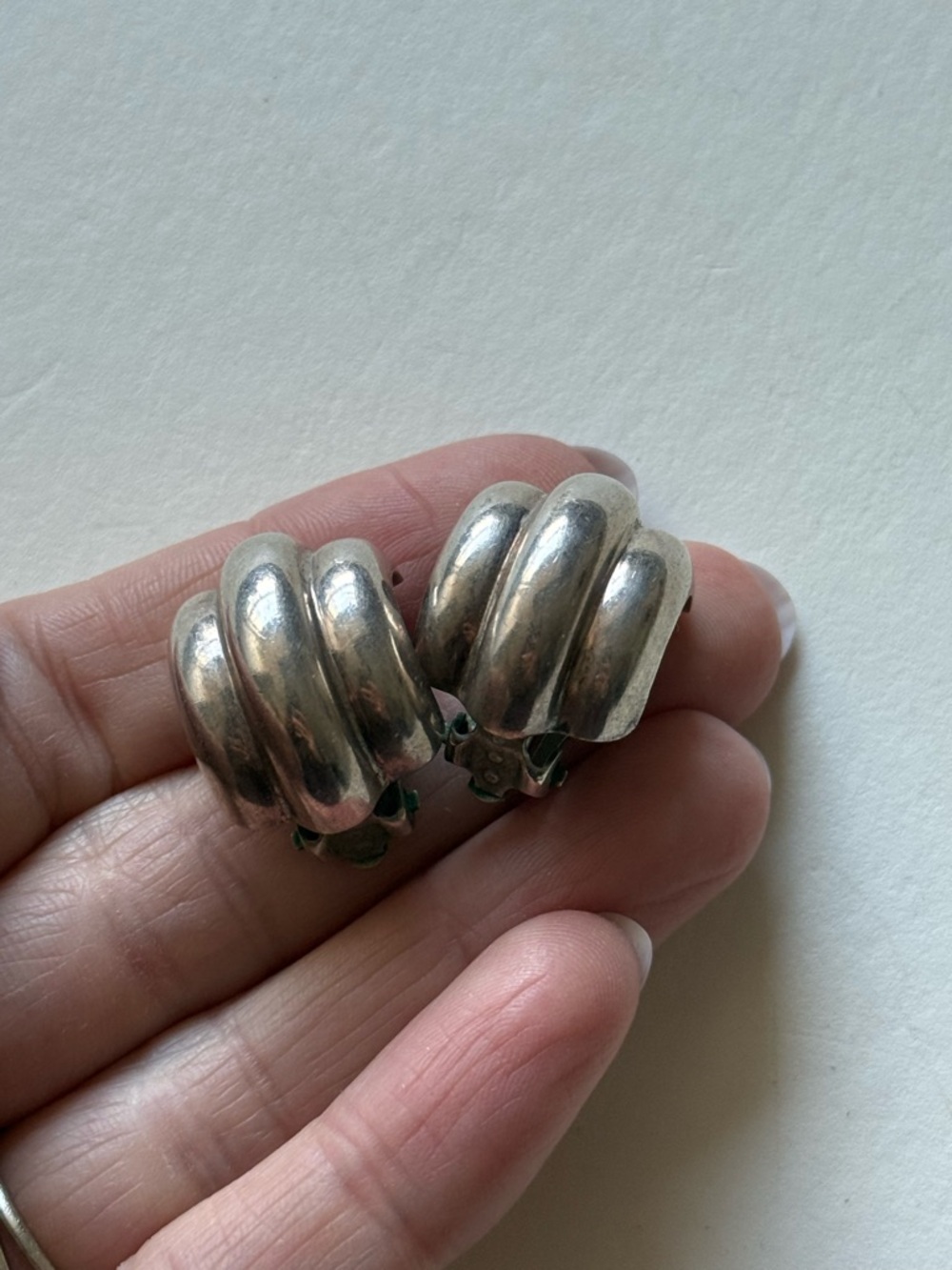 Vintage Barra Sterling Silver Modernist Clip-On Earrings Sculptural 925 - Picture 4 of 7
